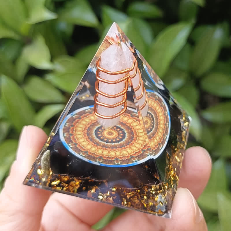 Olivenorma Energy Prisma esagonale Cristallo trasparente Ossidiana Orgone Piramide 