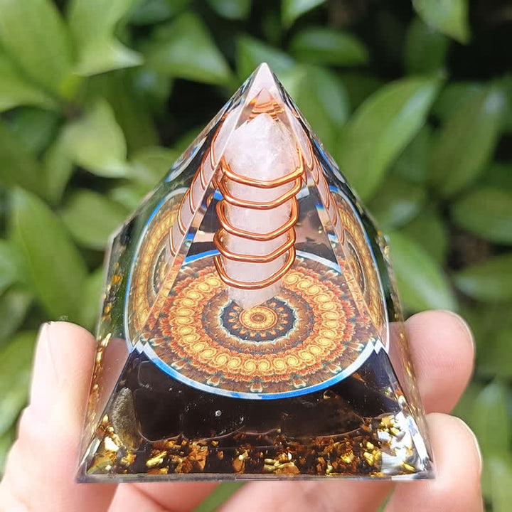 Olivenorma Energy Prisma esagonale Cristallo trasparente Ossidiana Orgone Piramide 