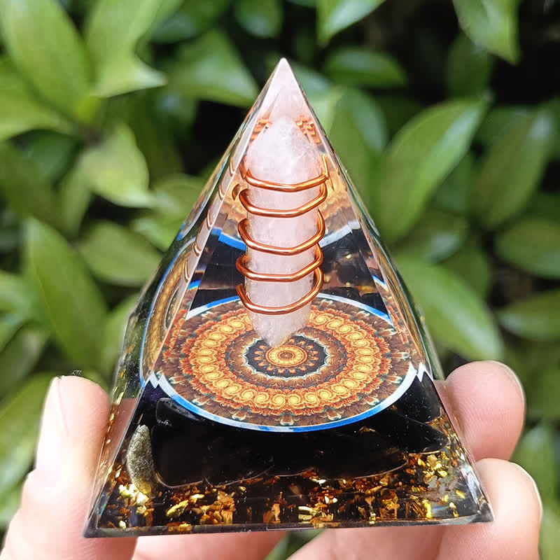 Olivenorma Energy Prisma esagonale Cristallo trasparente Ossidiana Orgone Piramide 