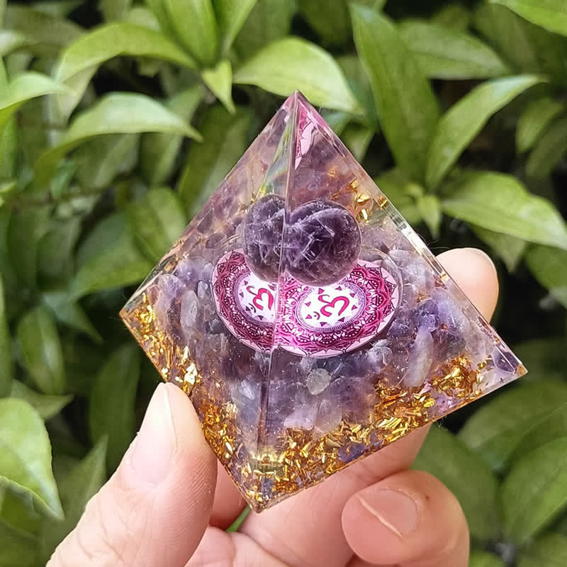 Olivenorma Energy Ametista Sfera Om Simbolo Orgone Piramide