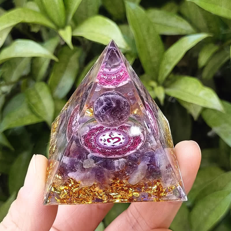 Olivenorma Energy Ametista Sfera Om Simbolo Orgone Piramide