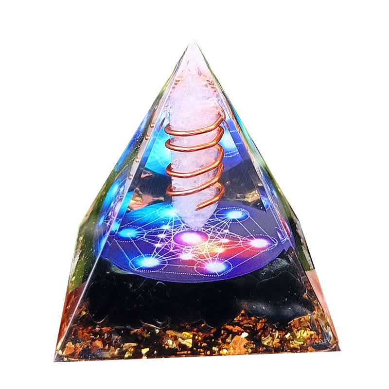 Olivenorma Cristallo trasparente Ossidiana Cubo di Metatron Piramide di Orgone