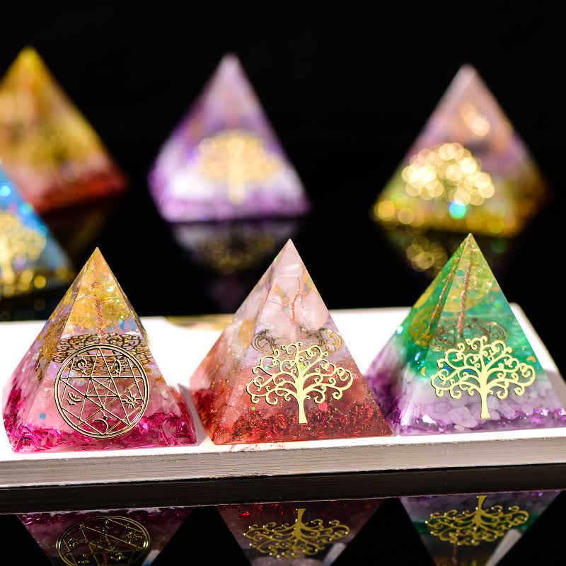Olivenorma 6cm Albero della vita Piramide di Orgone in Pietra Naturale