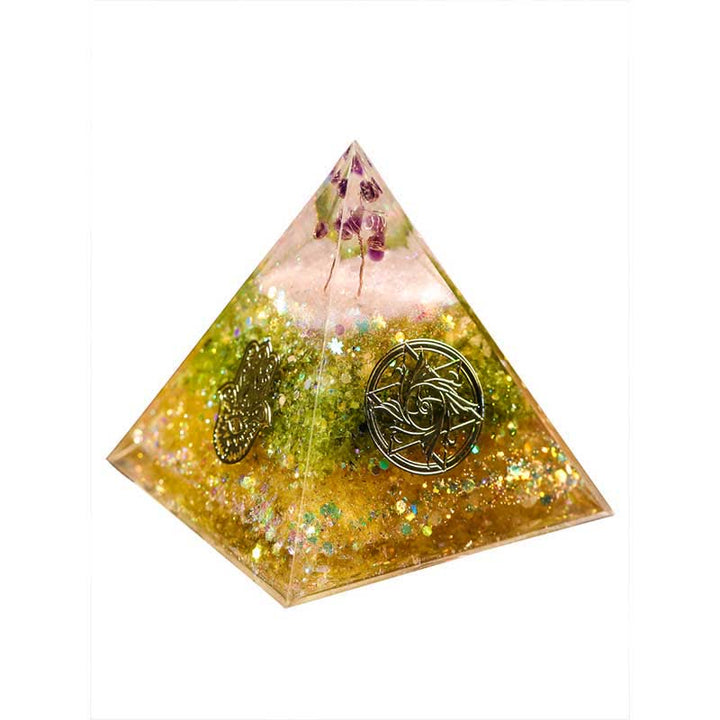 Olivenorma "Blessings" Ametista Peridoto Citrino Orgone Piramide 