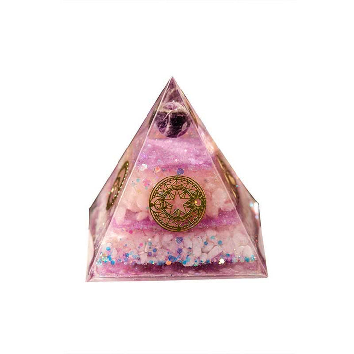 Olivenorma "Amore perfetto" Piramide di orgone in quarzo rosa ametista 