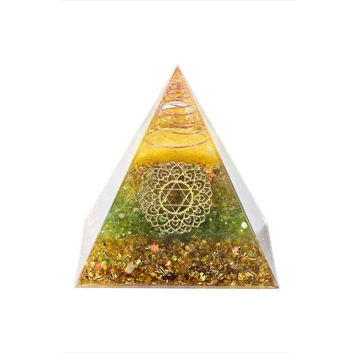 Olivenorma "Buona fortuna nell'anno" Piramide di orgone di peridoto citrino