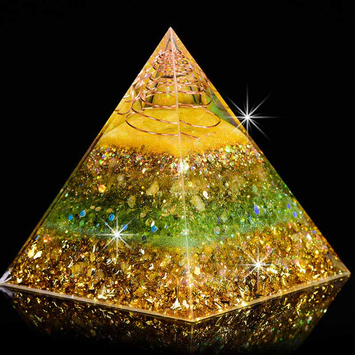 Olivenorma "Buona fortuna nell'anno" Piramide di orgone di peridoto citrino