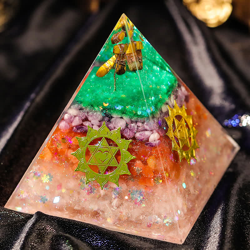 Olivenorma "Aumenta le opportunità" Piramide di Orgone in Pietra Naturale 