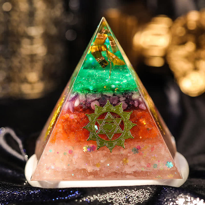 Olivenorma "Aumenta le opportunità" Piramide di Orgone in Pietra Naturale 