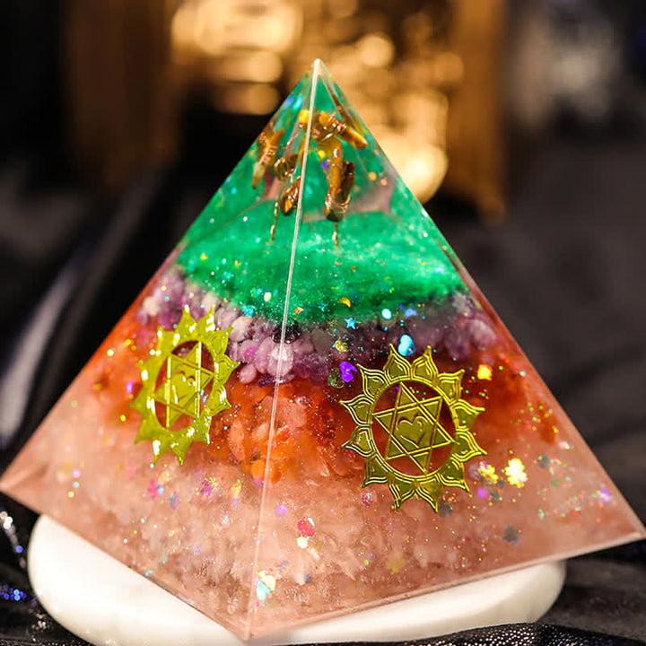Olivenorma "Aumenta le opportunità" Piramide di Orgone in Pietra Naturale 