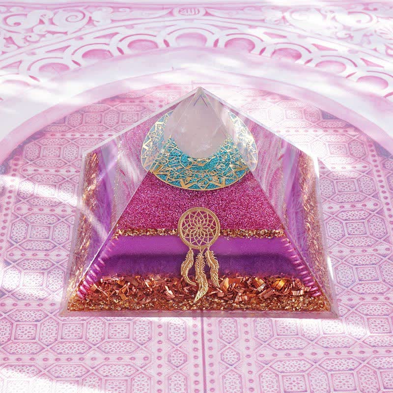 Olivenorma "Danza dell'Eros" Piramide di Orgone al Quarzo Rosa 