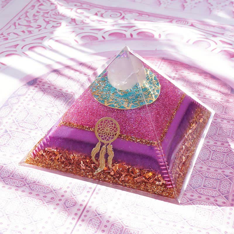 Olivenorma "Danza dell'Eros" Piramide di Orgone al Quarzo Rosa 