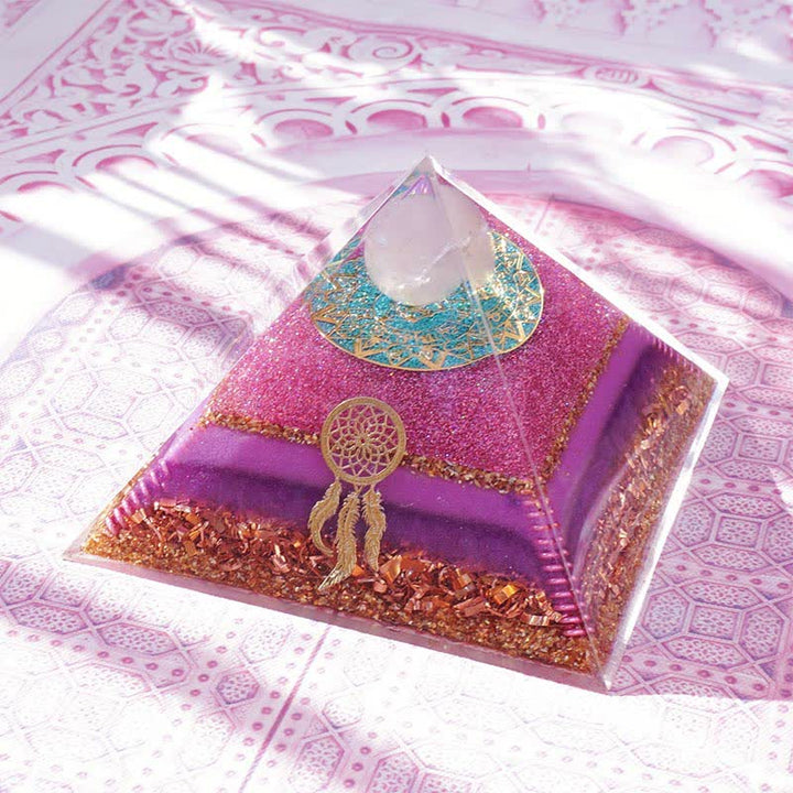 Olivenorma "Danza dell'Eros" Piramide di Orgone al Quarzo Rosa 