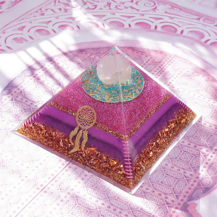 Olivenorma "Danza dell'Eros" Piramide di Orgone al Quarzo Rosa 