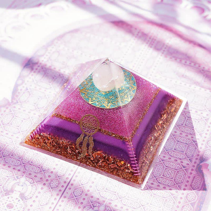 Olivenorma "Danza dell'Eros" Piramide di Orgone al Quarzo Rosa 