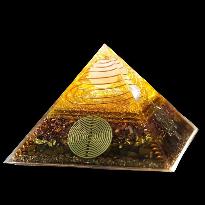 Olivenorma "Luce della Fortuna" Piramide di Orgone in Pietra Naturale 