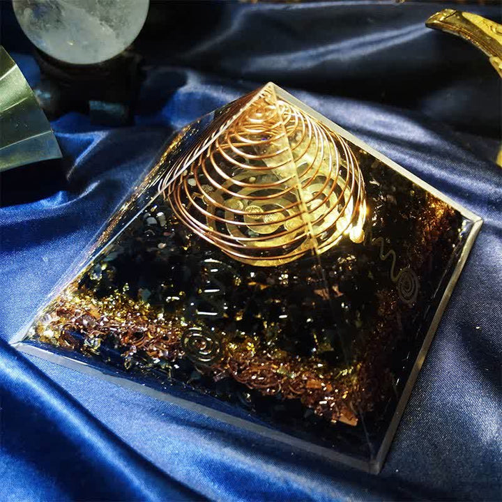 Olivenorma "Guardiano della Pace" Piramide di Orgone in Pietra Naturale 