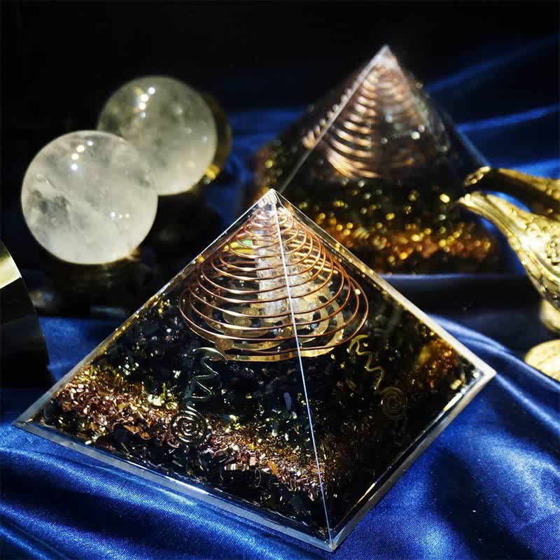 Olivenorma "Guardiano della Pace" Piramide di Orgone in Pietra Naturale 