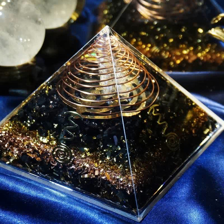 Olivenorma "Guardiano della Pace" Piramide di Orgone in Pietra Naturale 