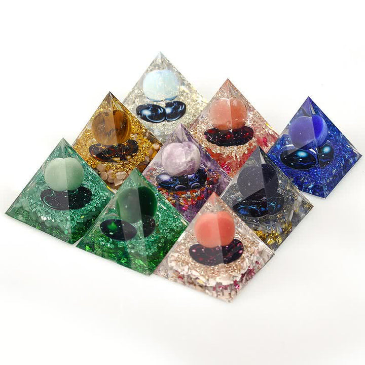 Olivenorma 6cm Piramide di Orgone Costellazione in Pietra Naturale