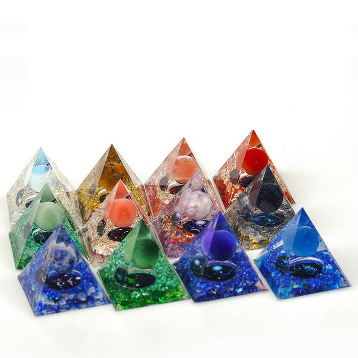 Olivenorma 6cm Piramide di Orgone Costellazione in Pietra Naturale