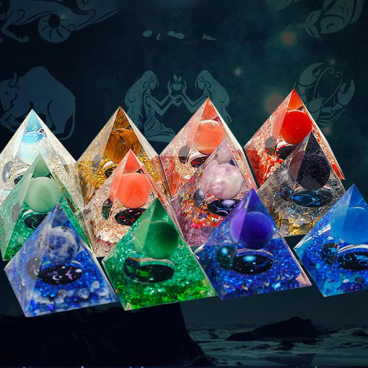 Olivenorma 6cm Piramide di Orgone Costellazione in Pietra Naturale