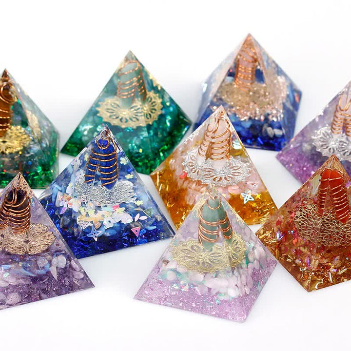Olivenorma 6cm Prisma Esagonale in Cristallo Naturale Orgone Piramide 