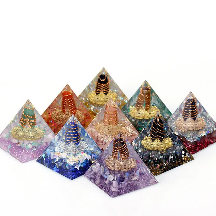 Olivenorma 6cm Prisma Esagonale in Cristallo Naturale Orgone Piramide 