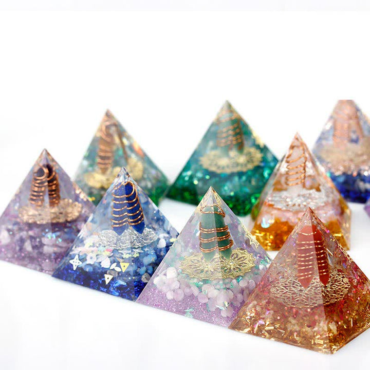 Olivenorma 6cm Prisma Esagonale in Cristallo Naturale Orgone Piramide 