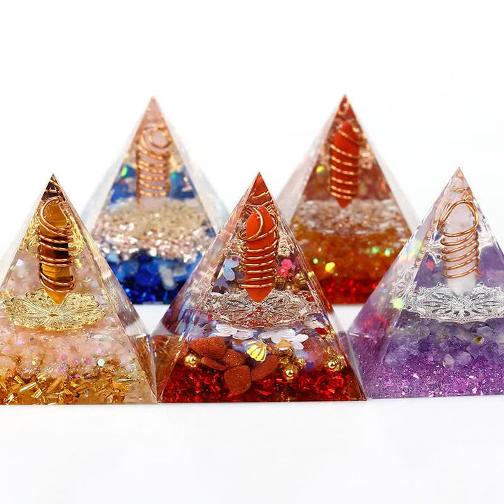 Olivenorma 6cm Prisma Esagonale in Cristallo Naturale Orgone Piramide 