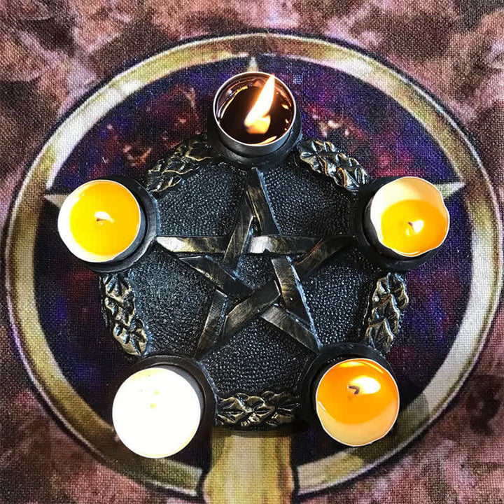 Portacandele in resina pentagramma Olivenorma