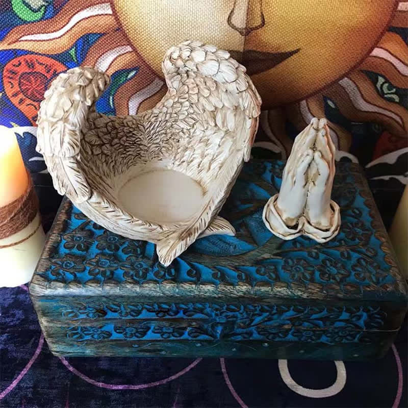 Ornamenti in resina con ali d'angelo Olivenorma, decorazione pagana