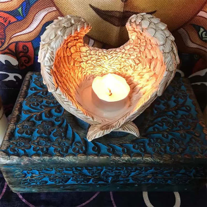 Ornamenti in resina con ali d'angelo Olivenorma, decorazione pagana