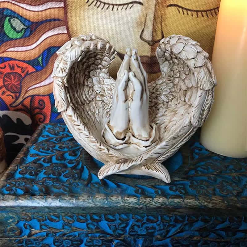 Ornamenti in resina con ali d'angelo Olivenorma, decorazione pagana