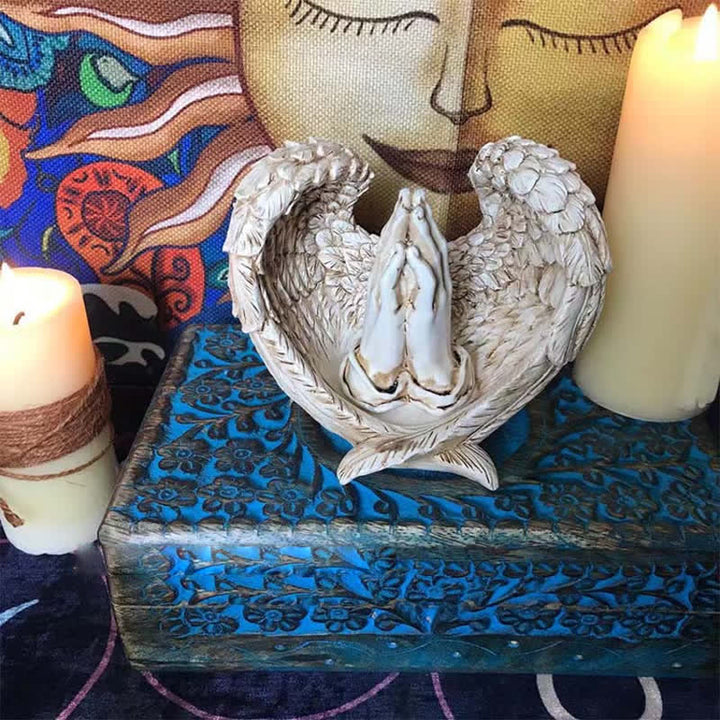 Ornamenti in resina con ali d'angelo Olivenorma, decorazione pagana