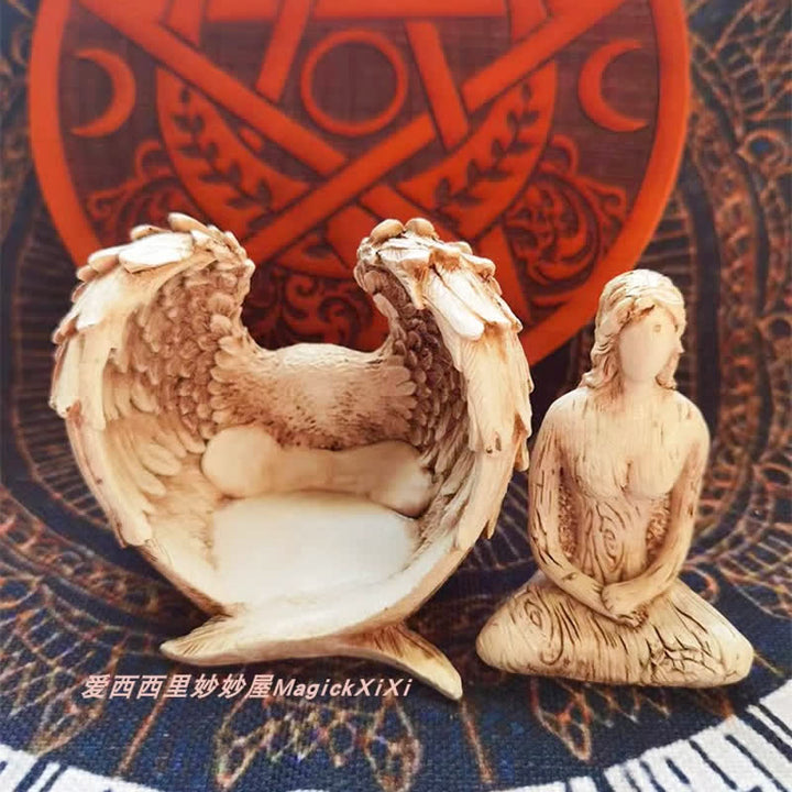 Ornamenti in resina con ali d'angelo Olivenorma, decorazione pagana