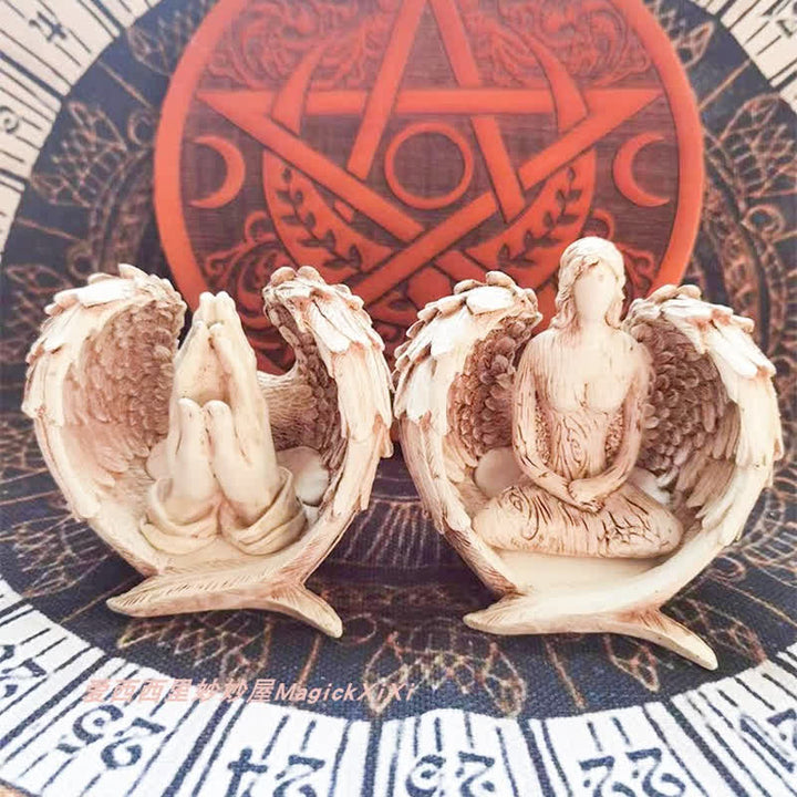 Ornamenti in resina con ali d'angelo Olivenorma, decorazione pagana