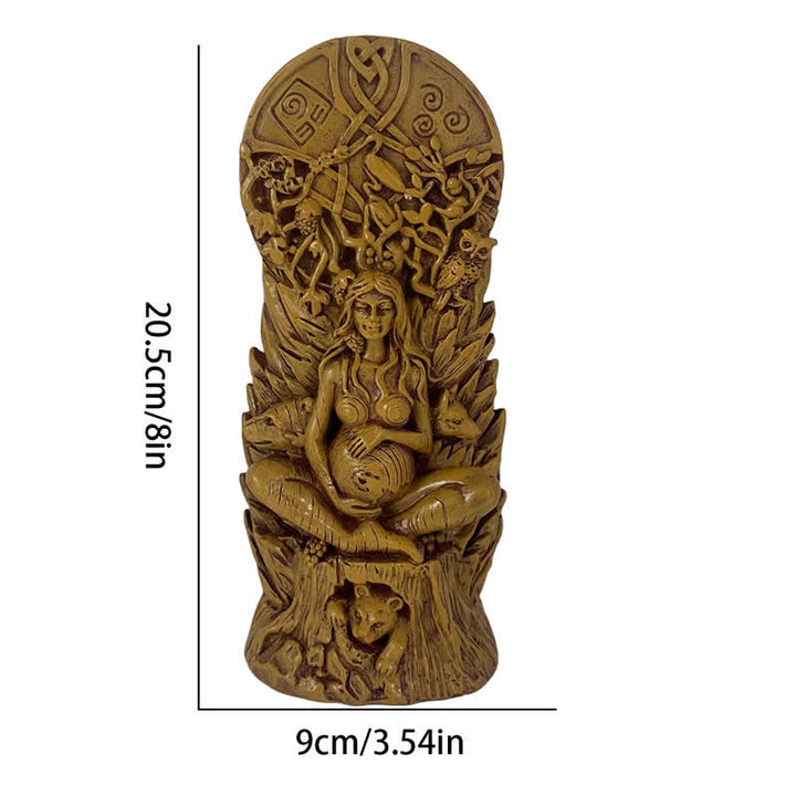 Statua della dea Olivenorma Gaia in resina, decorazione pagana