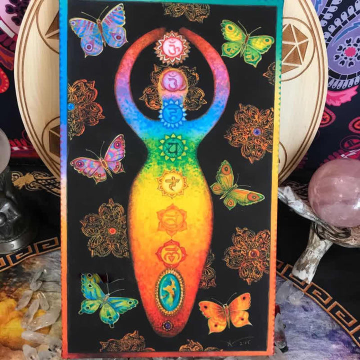 Olivenorma Dea Yoga Ritratto in legno Ornamenti Decorazione pagana