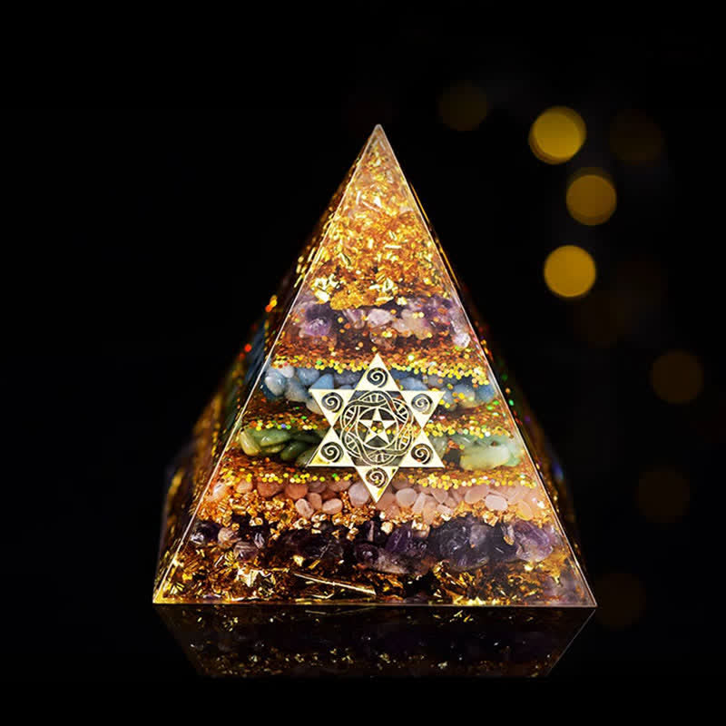 Olivenorma Pietra naturale Cubo di Metatron Piramide Orgonica 