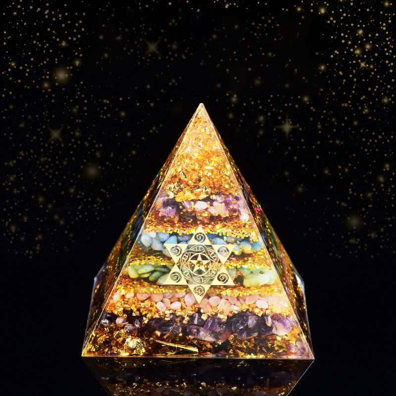 Olivenorma Pietra naturale Cubo di Metatron Piramide Orgonica 