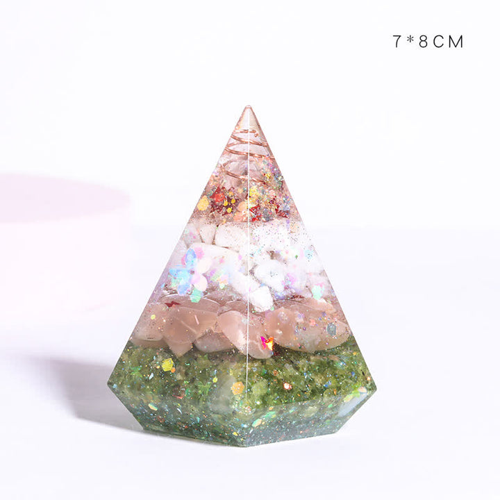 Piramide di Orgone Poligonale in Resina di Pietra Naturale Olivenorma 