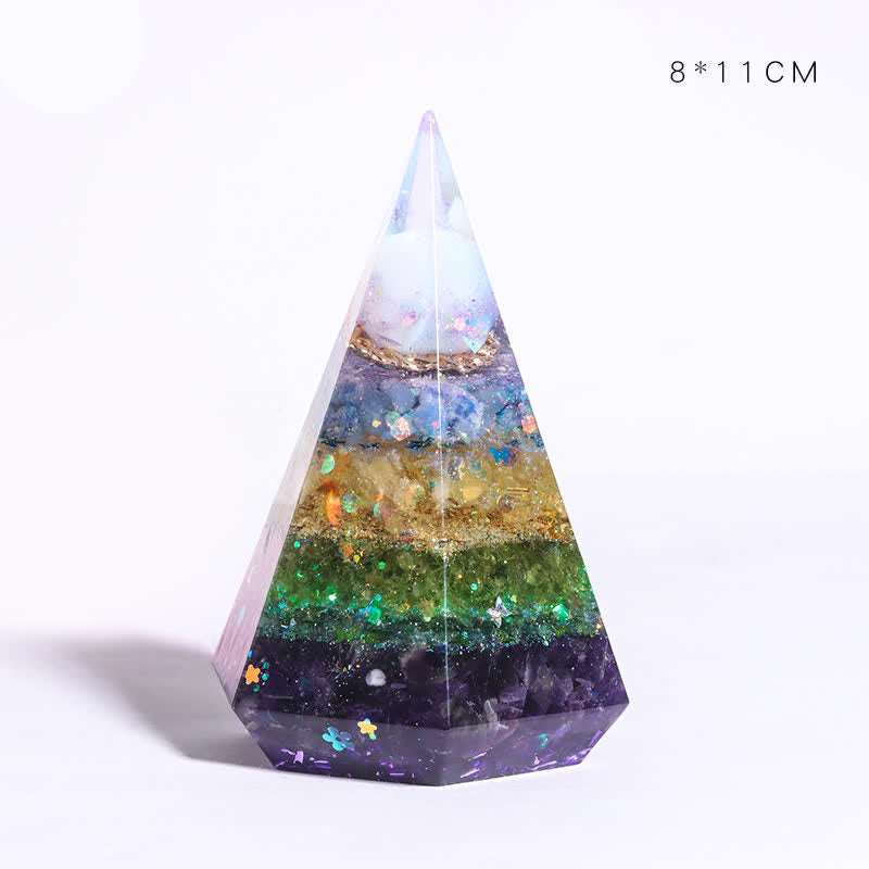 Piramide di Orgone Poligonale in Resina di Pietra Naturale Olivenorma 