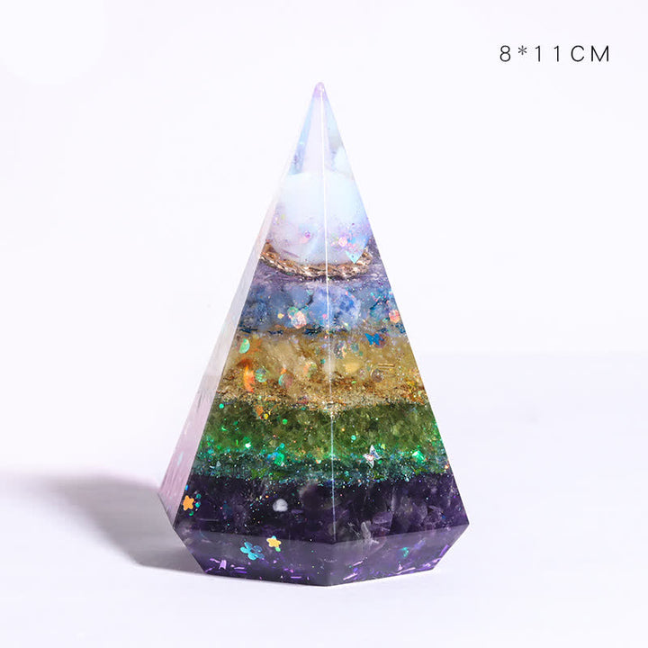 Piramide di Orgone Poligonale in Resina di Pietra Naturale Olivenorma 