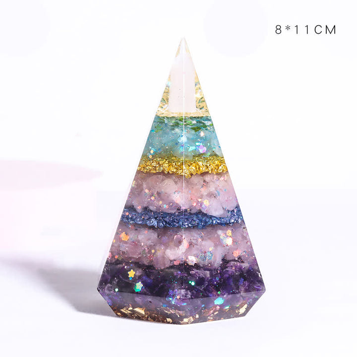 Piramide di Orgone Poligonale in Resina di Pietra Naturale Olivenorma 