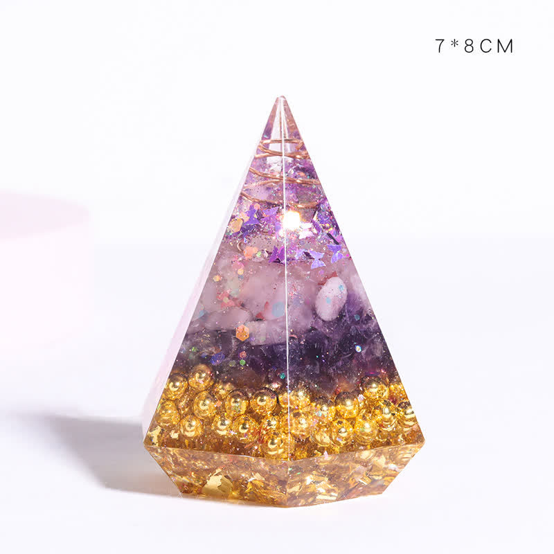 Piramide di Orgone Poligonale in Resina di Pietra Naturale Olivenorma 