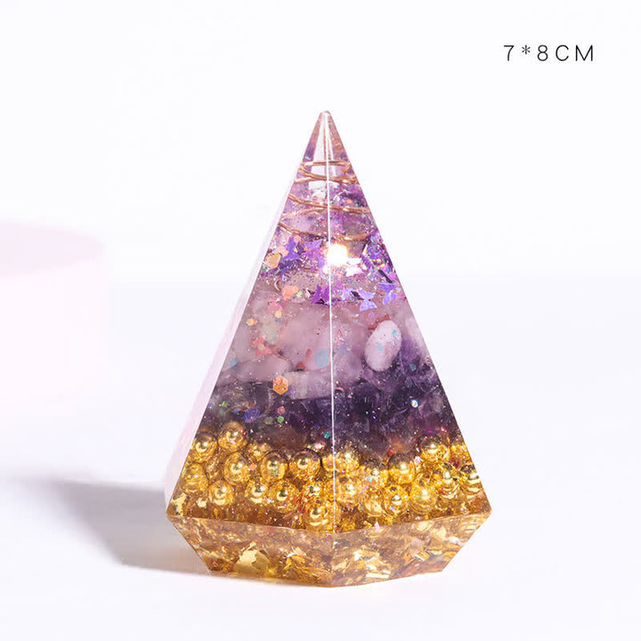 Piramide di Orgone Poligonale in Resina di Pietra Naturale Olivenorma 