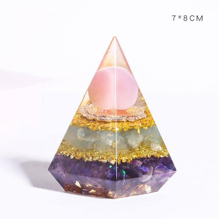 Piramide di Orgone Poligonale in Resina di Pietra Naturale Olivenorma 