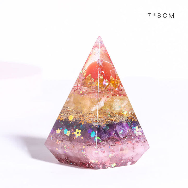 Piramide di Orgone Poligonale in Resina di Pietra Naturale Olivenorma 