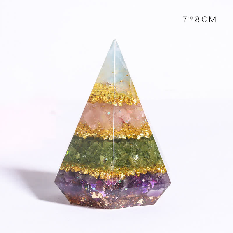 Piramide di Orgone Poligonale in Resina di Pietra Naturale Olivenorma 